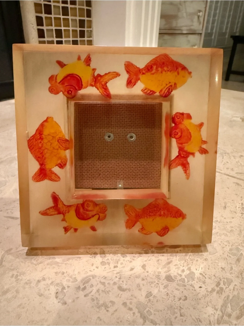 Resin Lucite Anthropologie Fish Picture Frame 5 3/8” picture size 2 3/8”